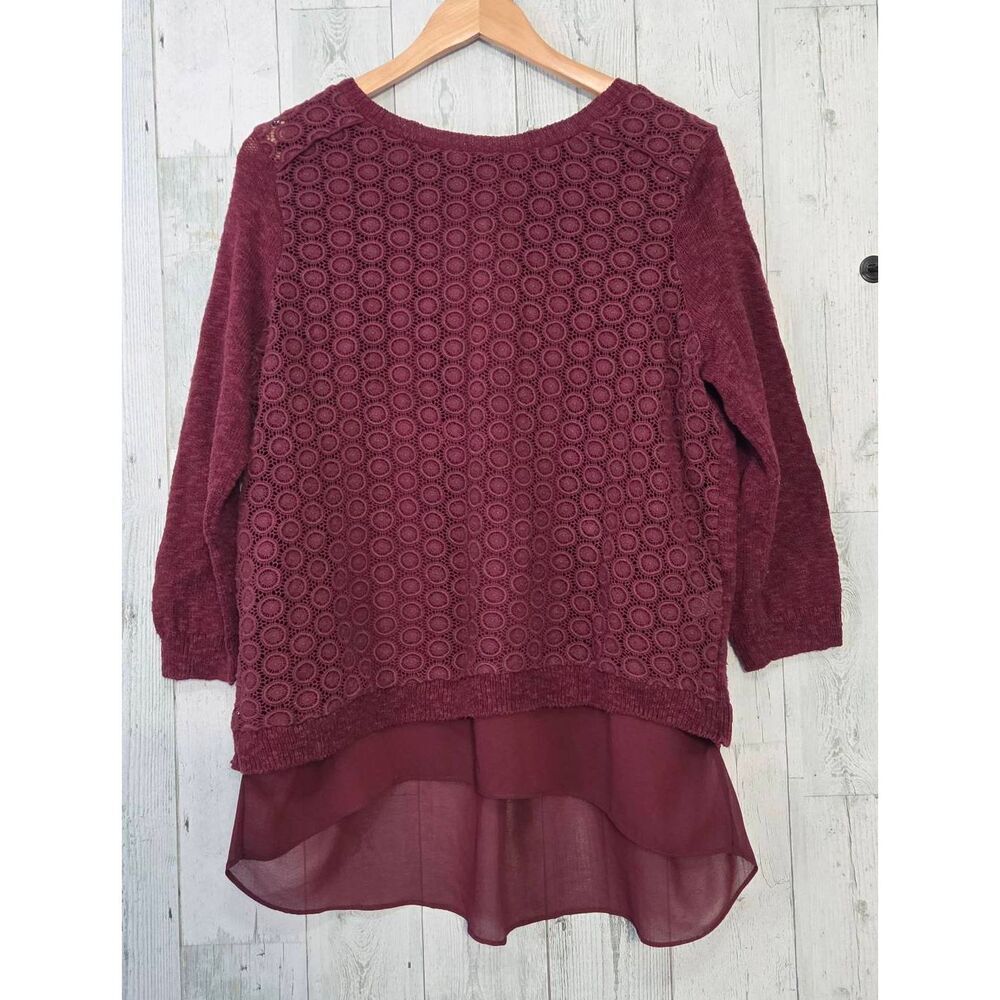 Lucky Brand Mixed Mature Media Cotton Linen Sweater Blouse Sz. XL